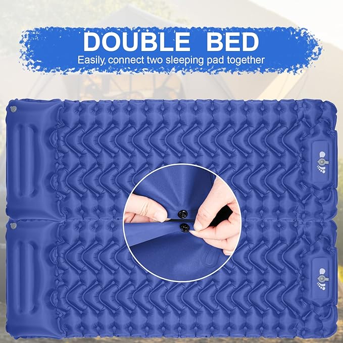 Sleeping Pad, Ultralight Inflatable Sleeping Pad for Camping, Built-in Pump, Ultimate for Camping, Hiking, Airpad, Carry Bag, Repair Kit, Compact & Lightweight Air Mattress(Blue)