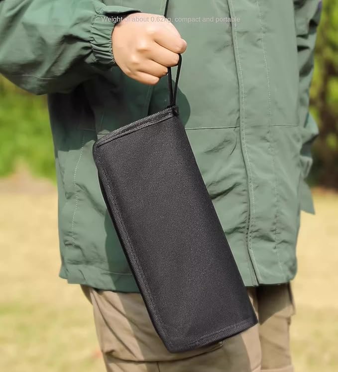 Portable Folding Stool, Small Portable Stool for Adults, Fishing Hiking Gardening and Beach with Carry Bag, Hold Up to 265 LBS (Black)