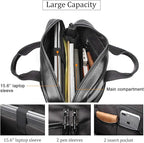 Augus Leather Laptop Briefcase for Men,Waterproof Travel Messenger Duffle Bags 15.6 Inch Laptop Bag