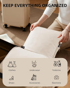 6 Set Compression Packing Cubes, Suitcase Storage Bags for Clothes and Travel Essentials (Cream White)