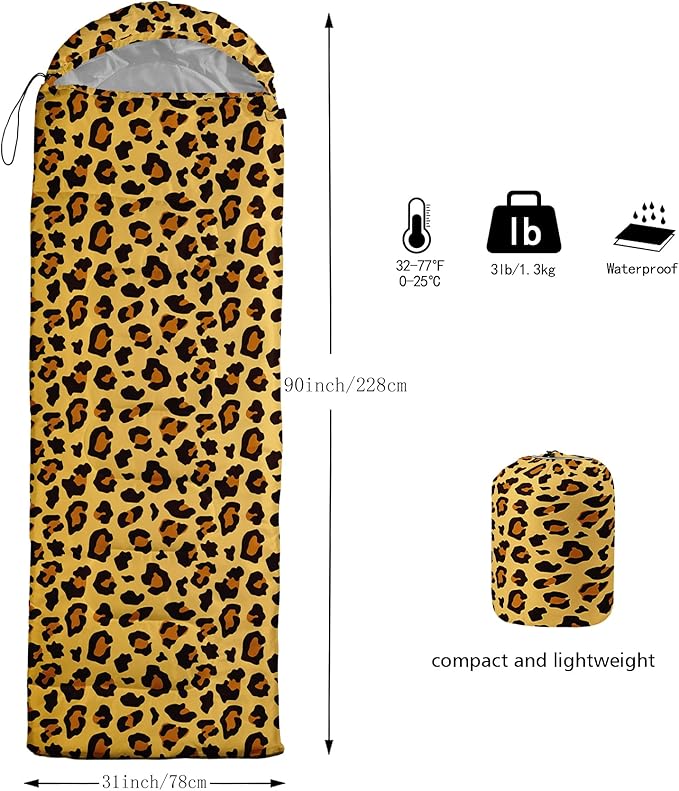 QOOMO Animals Camping Sleeping Bags,3 Season Warm & Cool Weather,Lightweight,Waterproof Sleeping Bags for Adults & Kids,Traveling,and Outdoors,Camping Gear Equipment