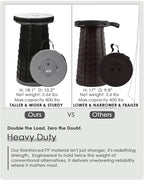 18-inch Heavy Duty Collapsible Stool - 800 lbs Capacity, 2.6 lbs Lightweight Portable Folding Stool for Camping, Travel, Music Festivals and Other Outdoor Events