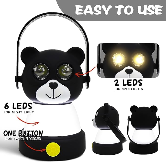 LED Bear Camping Lantern & Headlamp Kit, Battery Powered Night Light for Kids 6-12, Outdoor Equipment for Kids Ages 8-12, Toys Girls Boy Birthday Christmas Gift Ages 6 7 8 9 10 11 12+