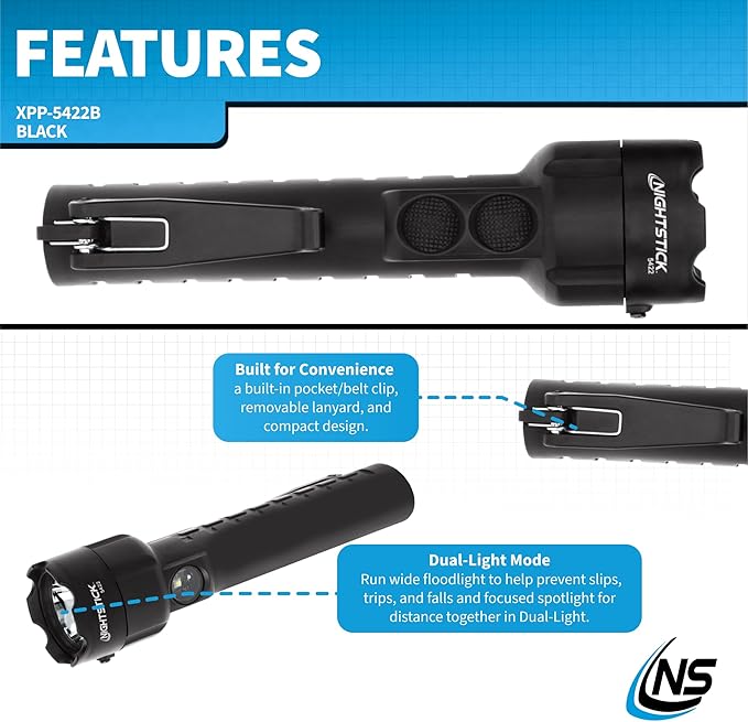 Nightstick XPP-5422B 3 AA Intrinsically Safe Permissible Dual-Light Flashlight, Black
