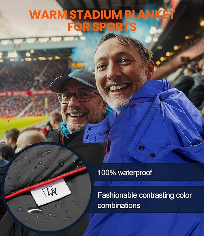 Outdoor Puffy Camping Blanket, Lightweight Down Alternative Puffy Waterproof Stadium Blanket with Portable Bag, Lightweight Camping Blanket for 2 People, Cold Weather, Sports, Travel, Car, 79*54 inch