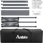 Heavy-Duty Camping Table Support 264lbs, 48” x 23.6” Large Roll Up Camping Table for 6-8 People with Carry Bag, Waterproof, Portable, for Backyard BBQ Tailgating Picnic Party, Black