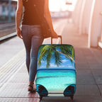 Tropical Beach Palm Tree Luggage Cover, Washable Elastic Baggage Protector, Anti-scratch Double-sided Zipper Closure for 25-28 Inch Wheeled Suitcase