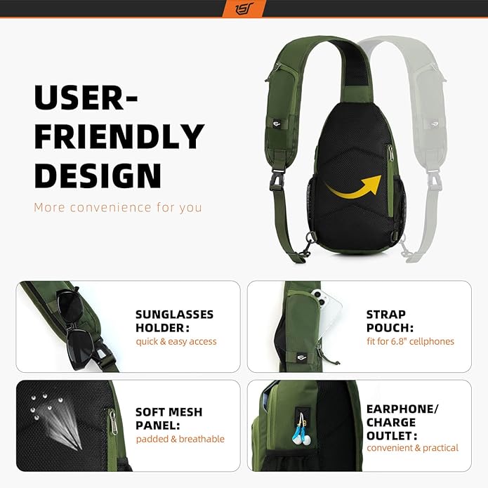 SKYSPER Sling Bag RFID Crossbody Sling Backpack Cross Body Shoulder Bag Travel Hiking Daypack for Women Men