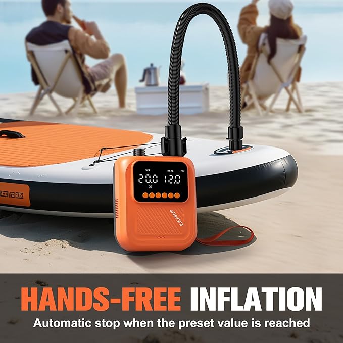 Paddle Board Pump, 20PSI High Pressure SUP Pump with Auto-Off, Dual Stage Inflation & Deflation for Stand Up Paddle Boards, Boat, Tent, Mattress