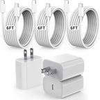 iPhone 16/15 Charger Fast Charging,3Pack 20W PD Type C Port Fast Charging Wall Plug 6FT Long USB C to C Woven Cable USB-C Charger for iPhone 16 Pro Max /15 Plus,iPad Pro 12.9/11,Air 5/4, Mini,AirPods