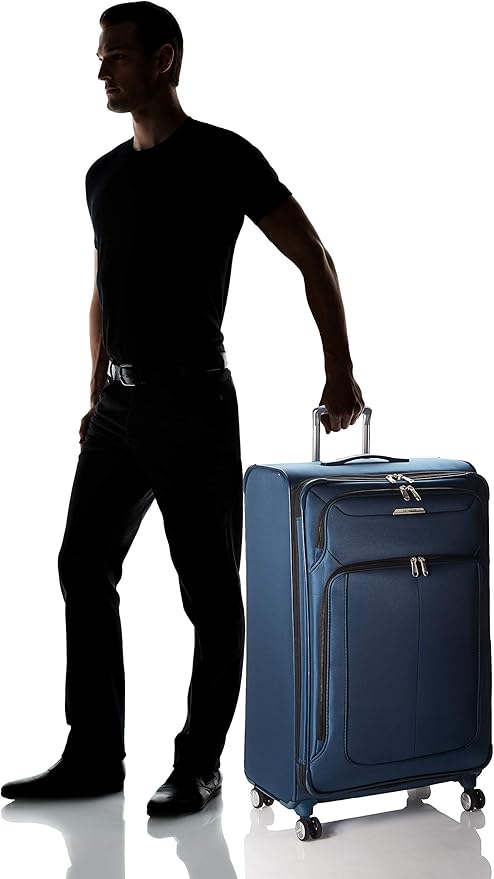 Samsonite Solyte DLX Softside Expandable Luggage with Spinner Wheels, Mediterranean Blue, Checked-Large 29-Inch