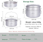 Boundless Voyage Titanium 4.5L Hanging Pot with Steaming Rack Folding Handle Outdoor Camping Cooking Stockpot Steamer Set