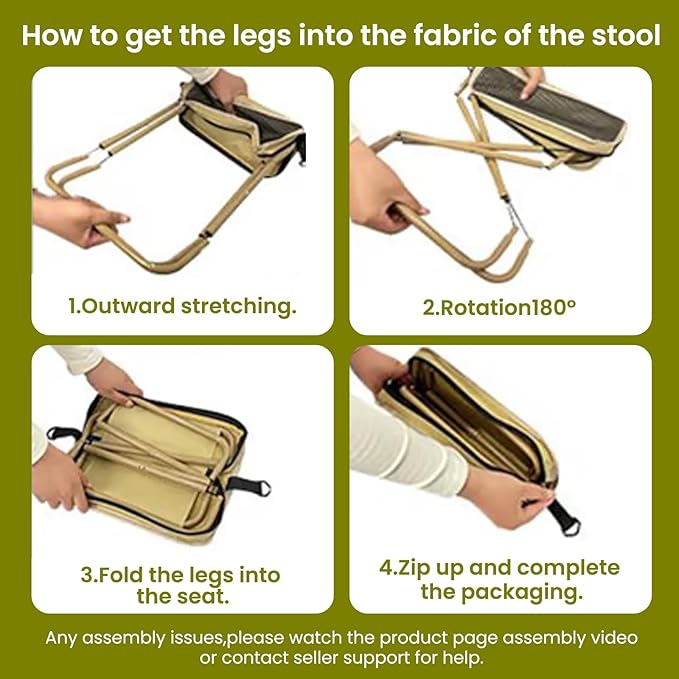 Foldable Portable Backpack Stool|Collapsible Stool for Camping,Hiking |Lightweight Ultralight Pocket Chair|Capacity 330LBS|Outdoor Footstool for Travel Walking Fishing Picnic BBQ (Army Green, Large)