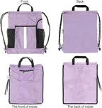 BeeGreen Lilac Drawstring Backpack Bag Gym Sports Backpack with Shoe Compartment and Two Water Bottle Holder for Women Men Large String Athletic Sackpack Workbag