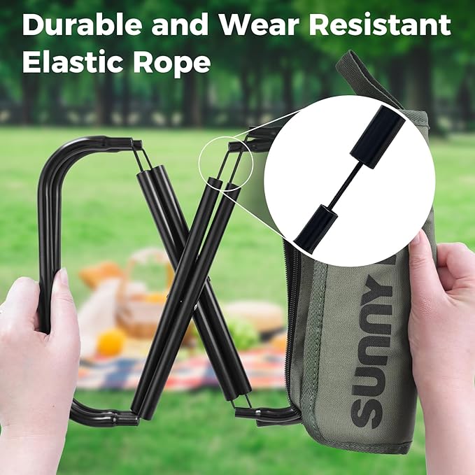 Folding Camping Stools for Adults Portable, Collapsible Stool with Carry Bag, Outdoor Chairs for Travel Walking Hiking Fishing Picnic Barbecue(Green)