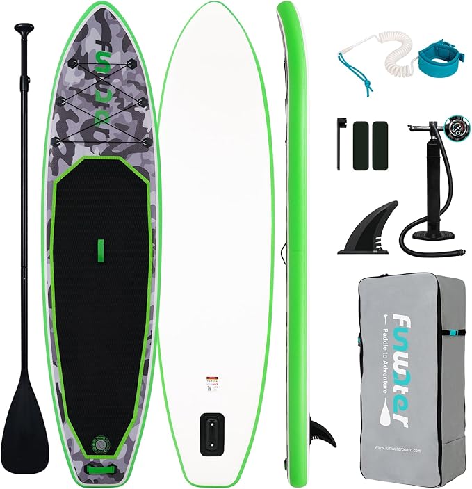 FunWater Inflatable Stand Up Paddle Board with Premium SUP Paddleboard Accessories, Anti-Slip EVA Deck, 11'/10'6'' Paddle Boards for Adults & Youth of All Skill Levels