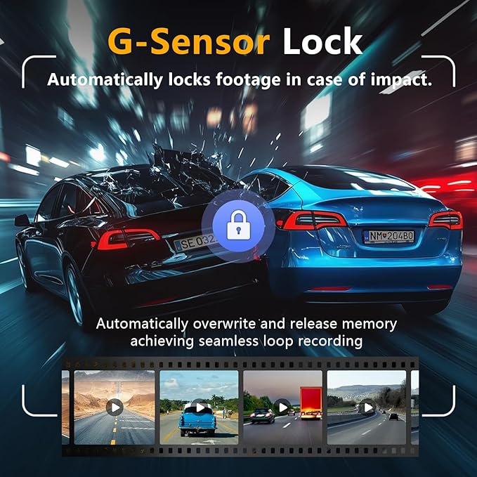 4K 3 Channel Dash Cam Front and Rear Inside, Built-in 5.8GHz WiFi GPS, 64GB Card Included, 4K+1440P+1400P Dash Camera for Cars, 3.0'' IPS Screen Dashcam with G-Sensor, 24H Parking Monitor,ADAS BSD