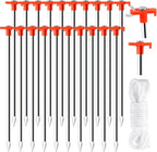 Tent Stakes,20 Pack Non-Rust Camping Family Tent Pop Up Tent Stakes,Heavy Duty Metal Tent Pegs,Steel Ground Stakes,Camping Stakes Canopy Stakes for Outdoor Camping Canopy and Tarp,with 8x10FT Ropes