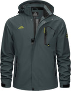 TACVASEN Men's Rain Jacket Lightweight Windbreaker with Hooded Water Resistant Outdoor Raincoat for Hiking Travel Camping