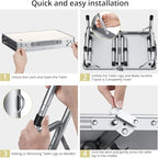 Folding Camping Table, Aluminum 24" x 16" Adjustable Height Small Folding Table with Carrying Handle, Lightweight, Portable Camping Table Waterproof for Outdoor Indoor Picnic Beach BBQ, Silver