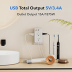BN-LINK Multi Plug Outlet 2 Pack, 6 Wall Outlet Extender with 3 USB Charging Ports (1 USB C) Total 3.4A, 3-Sided Outlets Splitter Multiple Outlet Wall Plug for Home Office Dorm Room