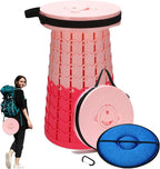 19.7” Heavy Duty Collapsible Stool with Cushion - Portable, Foldable Camping Stool for Adults, Max Capacity 1000lbs (Pink)