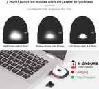 ATNKE LED Lighted Beanie Hat,USB Rechargeable 4 LED Running Headlamp Bright Cap with The Light Gifts for Men and Women