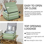 Hanke 16 Inch Underseat Carry On Luggage with Wheels,Small Hard Shell Suitcases for Weekender,Top Opening Lightweight Travel Luggage Suitcase for Womem Men,Bamboo Green.