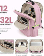 LOVEVOOK Laptop Backpack for Women, Travel Computer Work Bags with 17-inch Laptop Compartment, College School Student Bag Teen Backpacks For Girls, Outdoor Carry On Backpack Purse, Light Pink