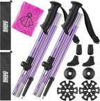 AISUNOURDOOR Lightweight Adjustable Trekking Poles, Aluminum Collapsible Travel Hiking or Walking Sticks for Women Children, with One Disposable Raincoat