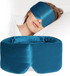 100% Mulberry Silk Sleep Mask, Large Eye Cover for Sleeping, Comfortable and Pressure-Free Sleeping Masks for Women Men, Completely Blackout (Peacock Blue)