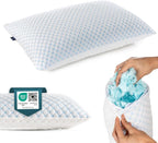 alkamto Cooling Shredded Memory Foam Pillow – Adjustable Gel for Personalized Support – Double-Sided Ice Silk & Soft Rayon – Lightweight, Compressible (White) (Standard)