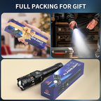 ESGOFO Rechargeable Flashlights High Lumens 10000 Long Distance, Super Bright LED Flash Light Long Lasting USB C LCD Display, Double Light Source & Buttons with Red Light, for Camping Hiking Emergency