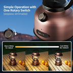 Lepro Retro Classic LED Camping Lantern, High Lumens, Daylight White 2500K and 5000K, Dimmable, USB Rechargeable, Waterproof for Camping, Vintage Decoration and Emergency (USB Charging Cable Included)