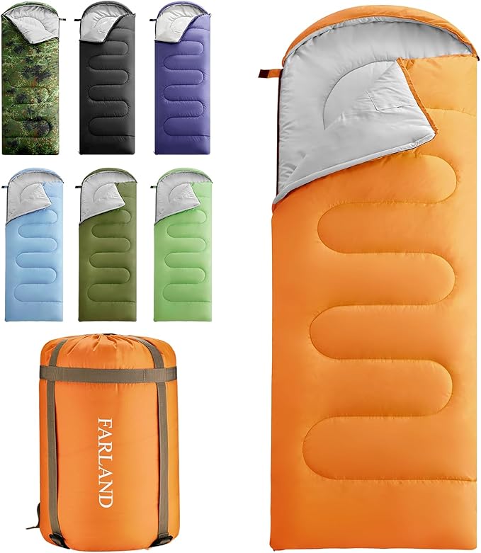 FARLAND Sleeping Bags 30℉ for Adults Teens Kids with Compression Sack Portable and Lightweight for 3-4 Season Camping, Hiking,Waterproof, Backpacking and Outdoors