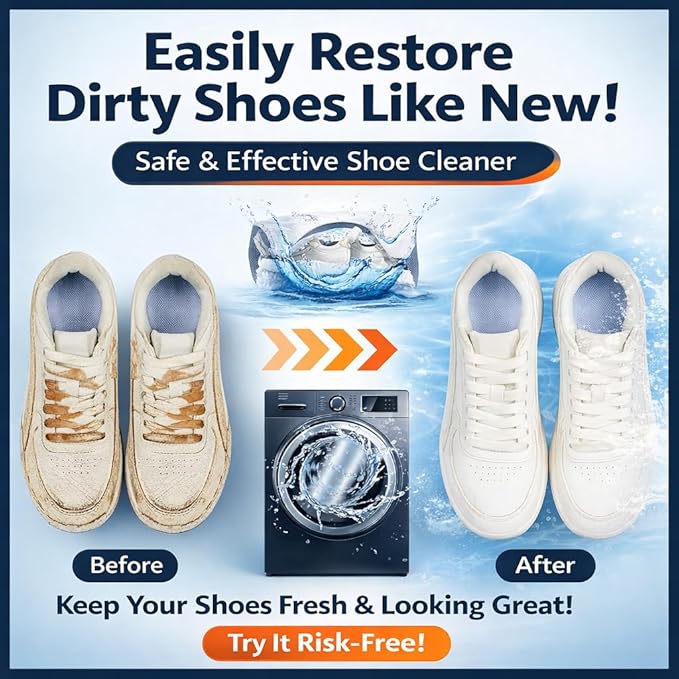 Shoe Washing Machine Bag for Sneakers – 2 Pack Laundry Shoe Bag Reusable Sneaker Wash Bag with Protective Zipper, Mesh Cleaning Bag for Tennis Shoes, Running Shoes - White