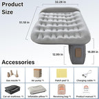 Coverado Car Air Mattress Back Seat, Portable Wireless Inflatable Bed with Built in Air Pump&Pllow, Storage Bag, Patch Kit, Universal Back Seat Bed Sleeping Pad Fit Most Car Suvs, L-51,W-32