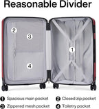 Hanke 20 Inch Carry On Luggage 22x14x9 Airline Approved Lightweight PC Hard Shell Suitcases with Wheels Travel Luggage Rolling Suitcase Travel Luggage Bag Christmas Gifts for Birthday （Burgundy）