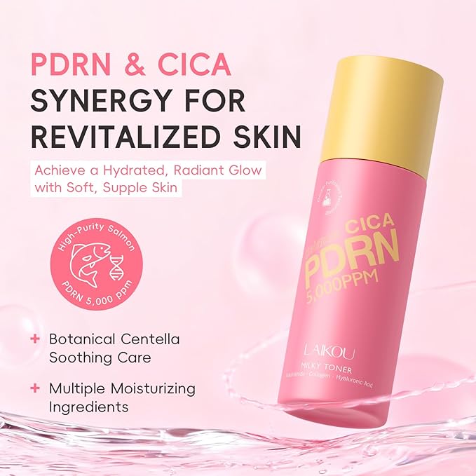 LAIKOU PDRN CICA Skin Care, Skin Care Set, Skincare Gift Set with Cleanser, Moisturizing Cream, Toner, Serum, Eye Cream for Women Lover Mother's Day Birthday Christmas Gifts Stocking Stuffers 5pcs