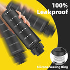 OLDLEY 32 oz Water Bottle, Motivational Water Bottle with Time Marker, Sports Water Bottle With Strap, Leakproof & BPA Free Large Water Bottles for School, Gym, Travel, Outdoor, Tritan,Black