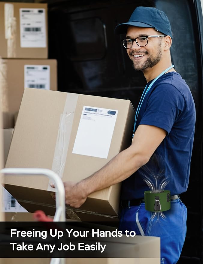 Portable Waist Fan, 10000mAh Battery Operated, Rechargeable Clip On Belt, 10 Speed, 12000RPM Strong Airflow, Max 24H Working Time, Personal Shirt fan for Outdoor Work Jobsite Farms