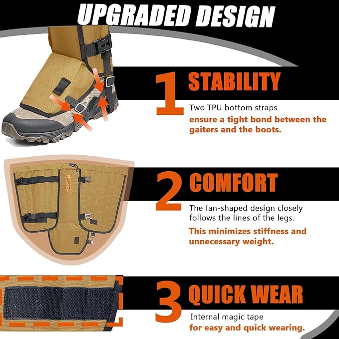 Frelaxy Snake Gaiters, Waterproof Snake Guard Chaps, Snake Bite Protection for Lower Legs, Adjustable Snake Proof Gaiters for Hunting/Outdoor Working, Fit for Men & Women