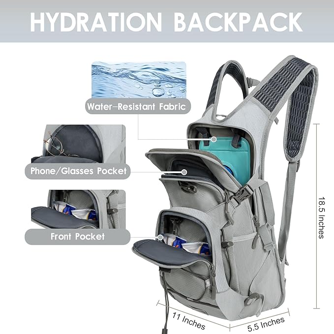 WOLT Hydration Backpack 18L Hiking Water Backpack with 2L Water Bladder for Men Women, Hydration Pack for Running Cycling Biking and Climbing