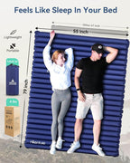 Hikenture Double Sleeping Pad for Camping, 4" Extra-Thick Camping Mattress 2 Person, Inflatable & Ultralight Sleeping Mat for Backpacking, Hiking (Navy Pumpsack, Full XL)