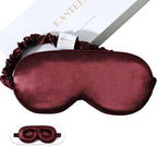 100% 22 Momme Mulberry Silk Sleep Mask, Eye Cover for Sleeping, Blackout 3D Sleep Masks for Lash Extensions with Adjustable Strap for Men and Women (Burgundy)
