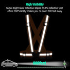 Reflective Vest Running Gear, 2Pack High Visible Safety VES for Cycling Jogging Running Walking, Adjustable for Men Women Kids