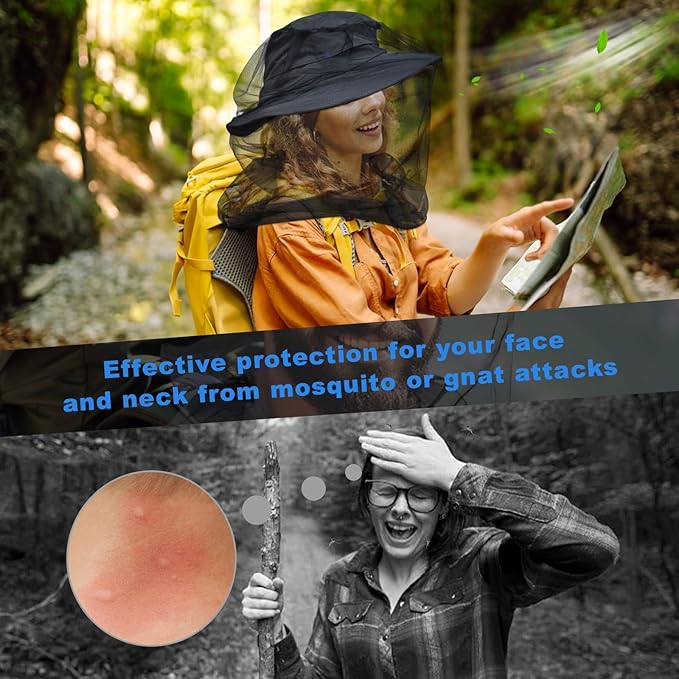 South to East Premium Mosquito Head Net for Insect 1 Pack, Ultra Large & Long, Extra Fine Holes, Fly & Bug Protection Gear for Camping, Hiking, Fishing, Gardening, Safari, Fit All Hats for Men & Women