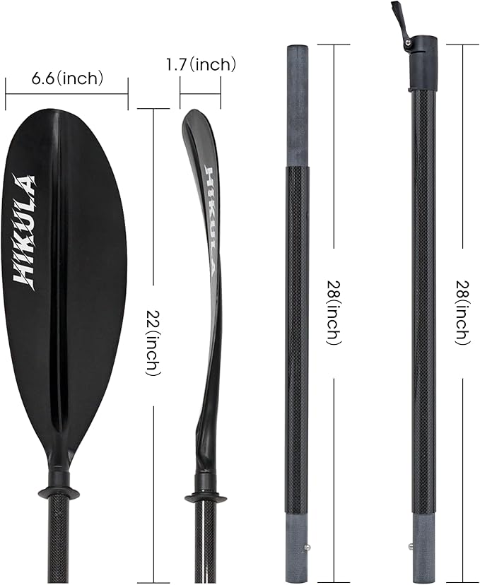 Adjustable Kayak Paddle with Carbon Shaft and PP Blade Available in 220-230/220-240/230-250cm Floating Lightweight Kayak Oars with Original Pattern