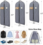 BALEINE 1PK Heavy Duty Garment Bag with Shoe Storage Travel Bag for Dresses, Suit, Coats Travel Essential (54", Grey)