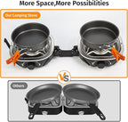 Propane Camping Stove 20,000 BTU - Portable 2 Burner Gas Stove with Adjustable Flame Control, Piezo Ignition, Carry Bag & Propane Adapter Hose, Folding Design for Camp, BBQ, Tailgating, Black